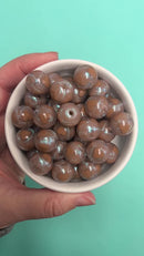 Shimmery Latte Heart Inlay Beads 16mm (Package of 10)