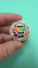 It Takes a Big Heart to Teach Little Minds Silicone Focal Bead 32mm (Package of 2)