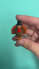 3-D Turkey w/Pilgrim Hat Silicone Focal Bead 35x31x18mm (Package of 2)