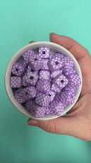Lilac and White Check Square Beads 14mm Square, 16mm Diagonal (Package of 10)