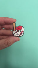 Baseball Smiley w/Bat Silicone Focal Bead 31x27mm (Package of 2)