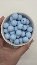 Embossed Baby Blue Silicone Beads 15mm (Package of 10)