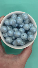 Shimmery Light Blue Heart Inlay Beads 16mm (Package of 10)