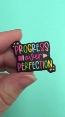 Progress Over Perfection Pencil Silicone Focal Bead 23x30mm (Package of 2)