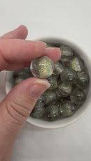 Grey Color Core Glitter Illusion Beads 16mm (Package of 10)