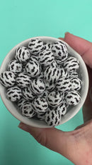 Mustache Printed Silicone Beads 15mm (Package of 10)