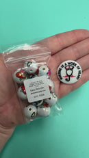 Nursing is a Work of Heart Circle Silicone Focal Bead 28mm (Package of 2)