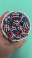 Patriotic Stripe Rhinestone Beads 22x20mm (Package of 10)