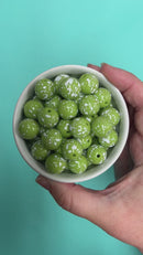 Lime Green w/White Splatter Beads 16mm (Package of 10)