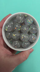 Clear w/Silver Hexagon Sequin Filled Beads 20mm (Package of 10)