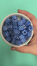 Royal Blue and White Check Square Beads 14mm Square, 16mm Diagonal (Package of 10)