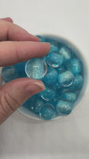 Turquoise Color Core Glitter Illusion Beads 16mm (Package of 10)