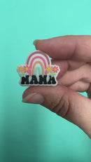 Mama Rainbows & Flowers Silicone Focal Bead 23x28mm (Package of 2)