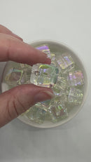White/Clear Translucent Iridescent Square Beads 16mm Square, 20mm Diagonal (Package of 10)