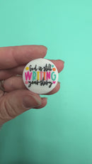 God is Still Writing Your Story... Stop Trying to Steal the Pen Silicone Focal Bead 28mm (Package of 2)