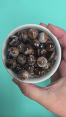 Brown w/White Marble Beads 16mm (Package of 10)