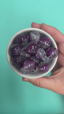 Purple & Clear Shimmer Duo w/Silver Foil Beads 20mm (Package of 10)