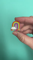 Teacher Rainbow Glitter Silicone Focal Bead 28x25mm (Package of 2)