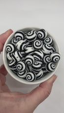 Black Swirl Printed Silicone Beads 15mm (Package of 10)