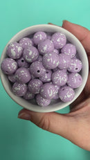 Lavender w/White Splatter Beads 16mm (Package of 10)