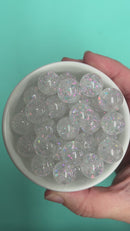 White/Clear Translucent Holographic Spangle Beads 16mm (Package of 10)