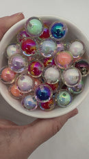 Iridescent Clear w/Cantaloupe Color Core Beads 16mm (Package of 10)