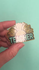 Teacher Half Sunflower Acrylic Accent 52x38mm (Package of 1)