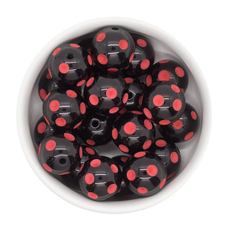 Black & Red Polka Dot Beads 20mm