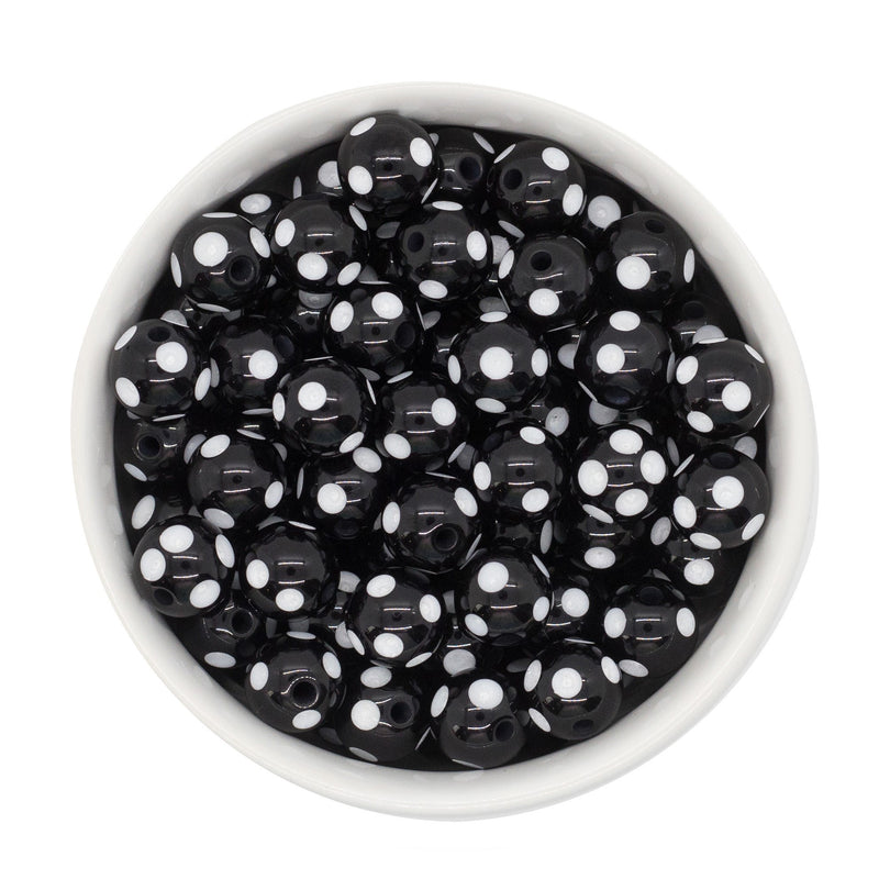 Black Polka Dot Beads 12mm