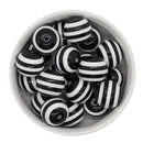 Black and White Stripe Beads 20mm (Package of 10)