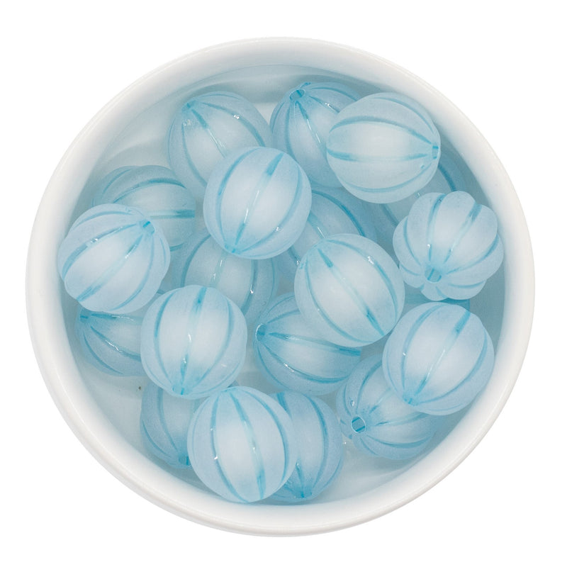 Frosted Aqua Pumpkin White Core Beads 20mm