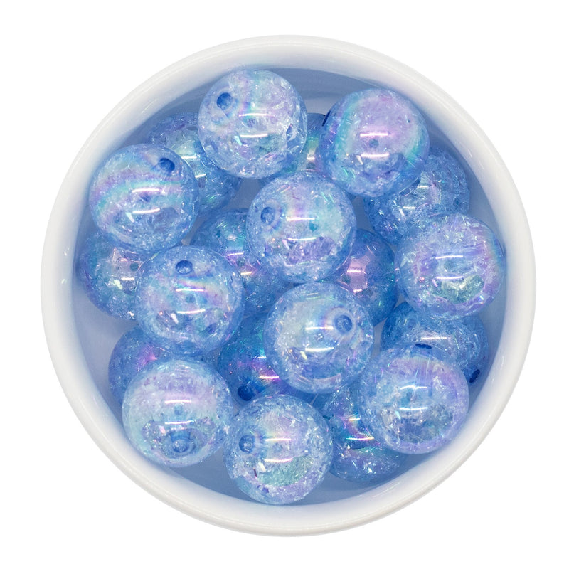 Sky Blue Iridescent Crackle Beads 20mm (Package of 10)