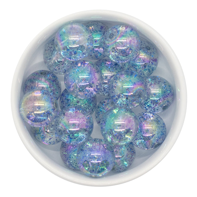 Sapphire Glitter in Clear Beads 20mm