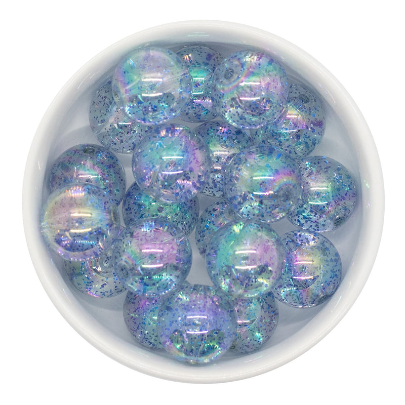Sapphire Glitter in Clear Beads 20mm (Package of 10)