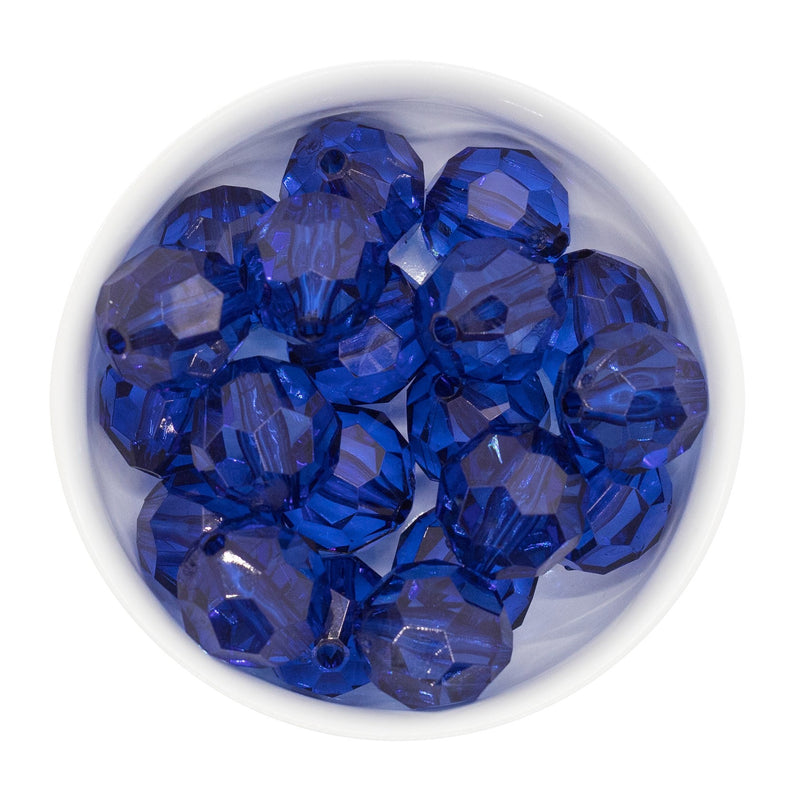 Royal Blue Translucent Facet Beads 20mm