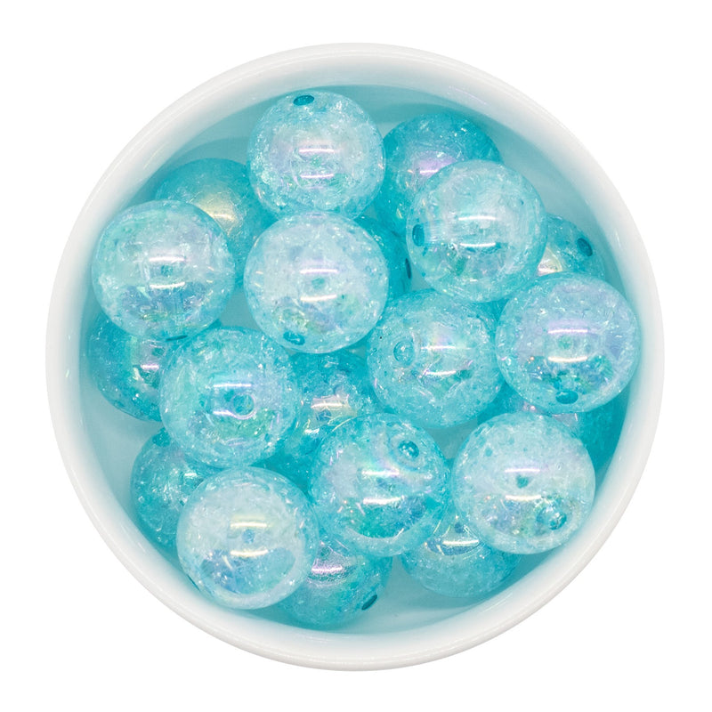 Turquoise Iridescent Crackle Beads 20mm