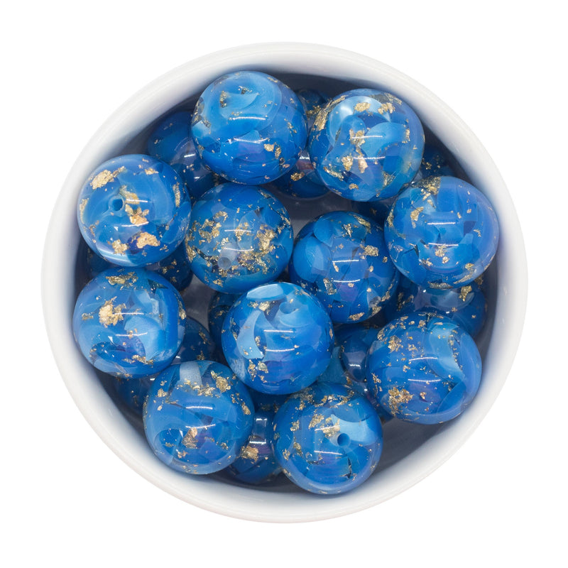 Bright Sapphire w/Gold Fleck Resin Confetti Beads 20mm