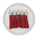 Cherry Red Tassel w/Silver Cap 50mm (Package of 5)
