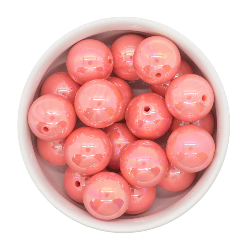 Bright Coral Iridescent Beads 20mm (Package of 10)