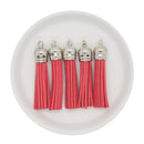 Bright Coral Tassel w/Silver Cap 50mm (Package of 5)