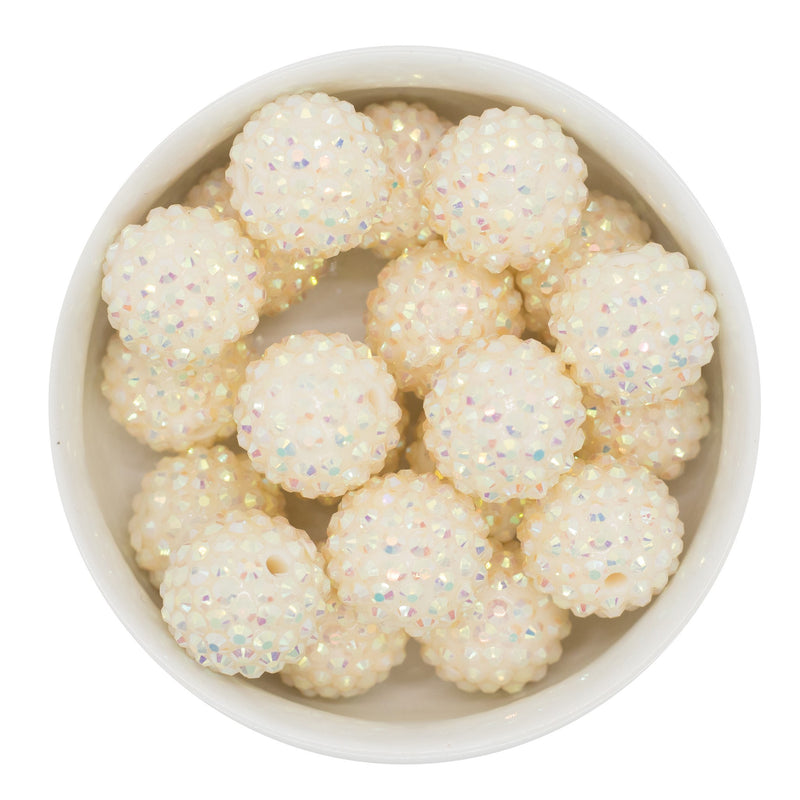Cream Rhinestone Beads 20mm