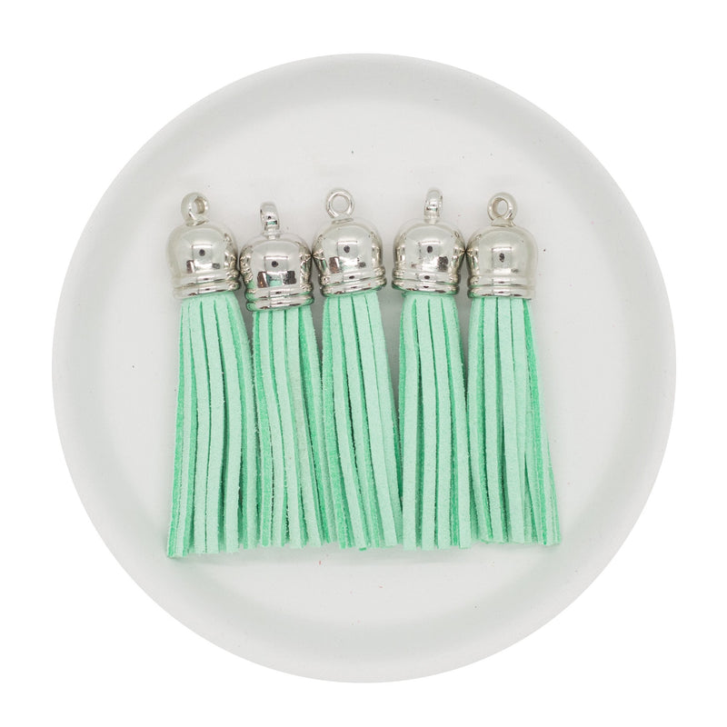 Fresh Mint Tassel w/Silver Cap 50mm (Package of 5)