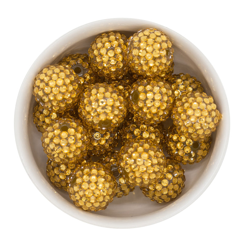 Antique Gold Rhinestone Beads 20mm