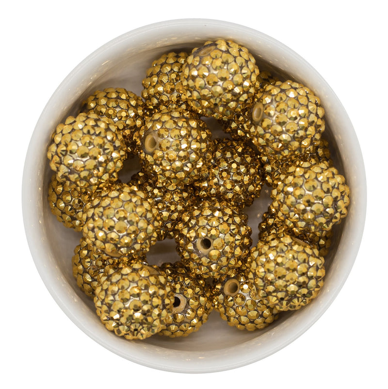 Gold Rhinestone Beads 20mm
