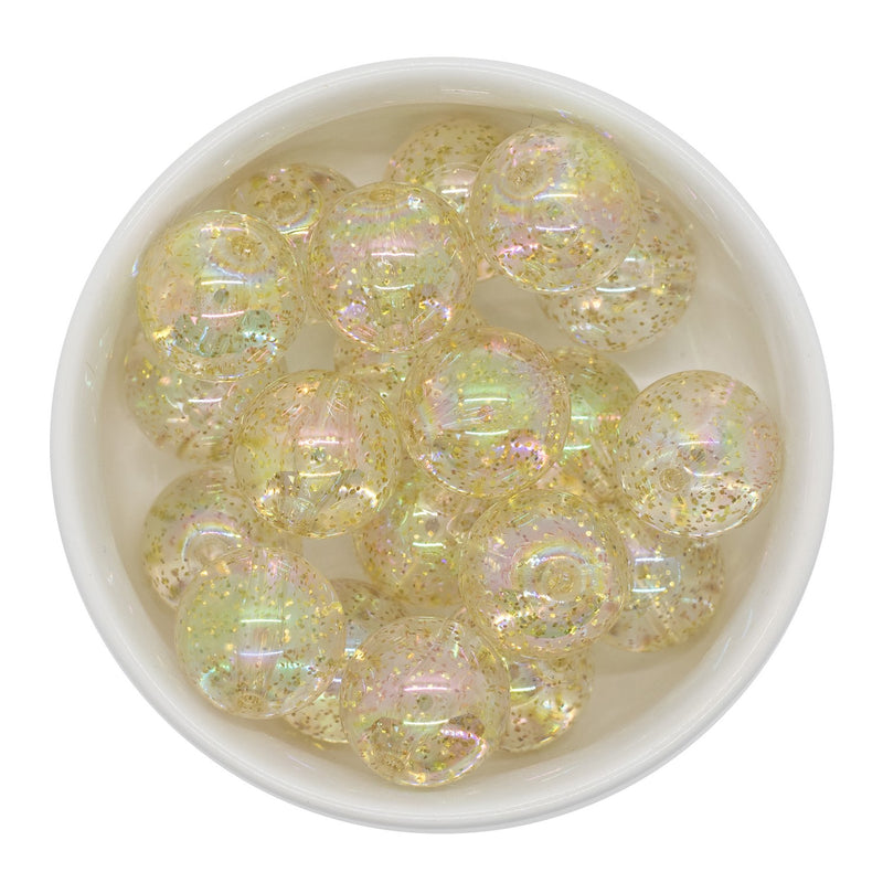 Gold Glitter in Clear Beads 20mm