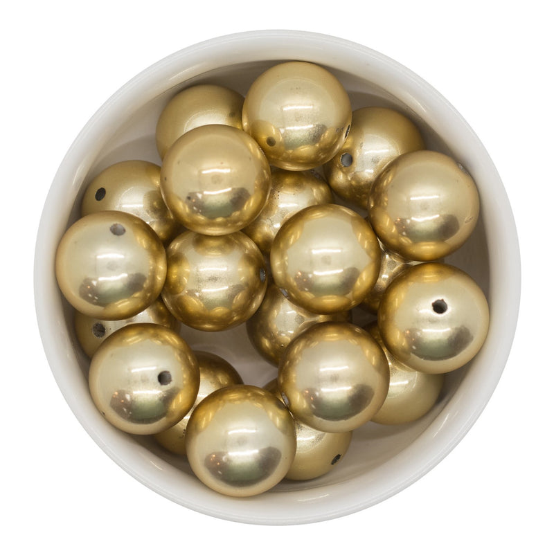 Yellow Gold Metallic Shine Beads 20mm (Package of 10)
