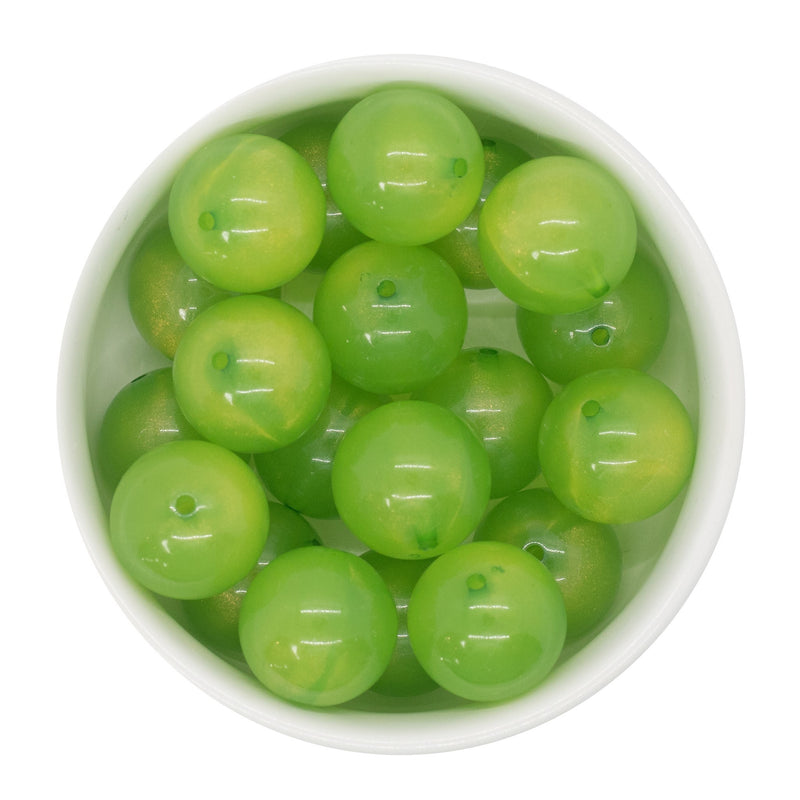 Lime Green Translucent Shimmer Beads 20mm (Package of 10)