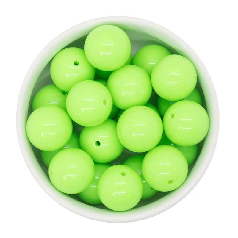 Neon Light Green Solid Beads 20mm