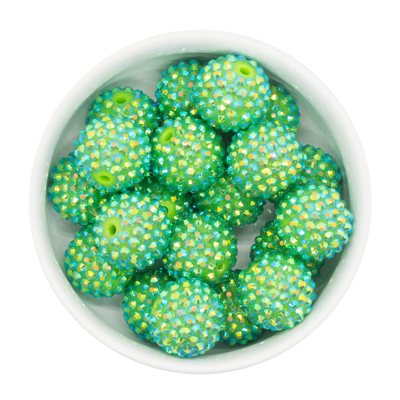 Lime Green Rhinestone Beads 20mm