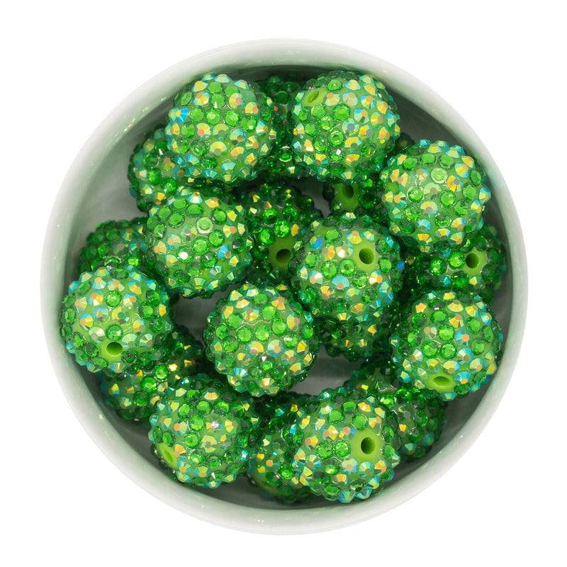 Mixed Greens Confetti Rhinestone Beads 20mm